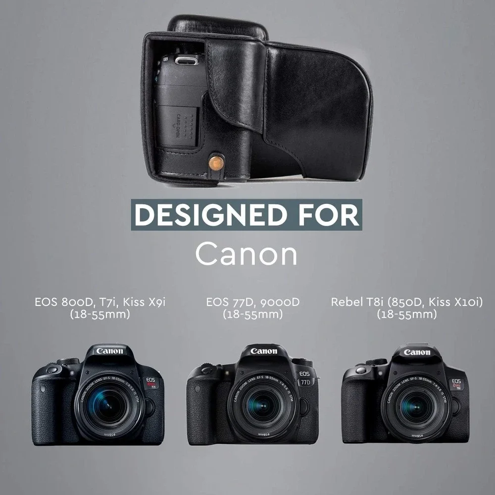 MegaGear Ever Ready‎ Leather Camera Case Canon Rebel T8i T7i 77D